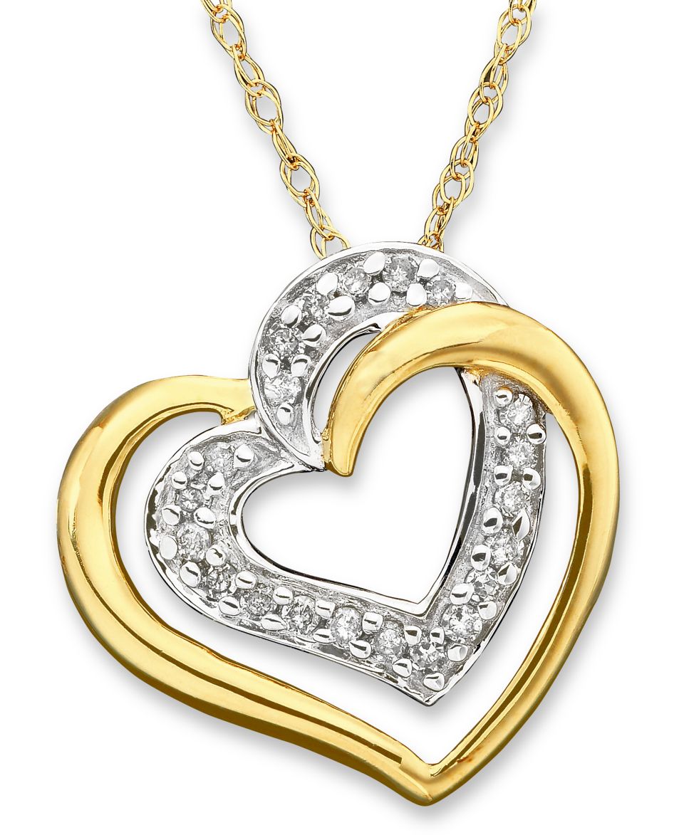 Diamond Necklace, 14k Gold Diamond Heart Pendant (1/10 ct. t.w.)   Necklaces   Jewelry & Watches