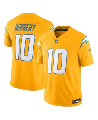 Мужская футболка Nike Justin Herbert Gold Los Angeles Chargers с альтернативным зарядным устройством Power Vapor F.U.S.E. Limited.