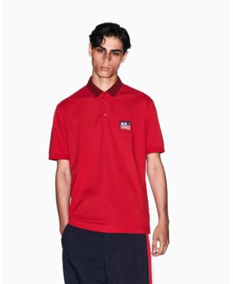 Мужская рубашка поло A|X Armani Exchange с воротником пике и графическим принтом, красная