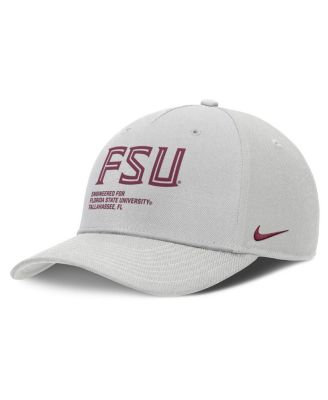 Мужская серая шляпа Nike Florida State Seminoles 2025 с регулируемой посадкой по бокам от пыли, серая