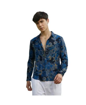 Мужская рубашка Campus Sutra двухцветного цвета с ромашками