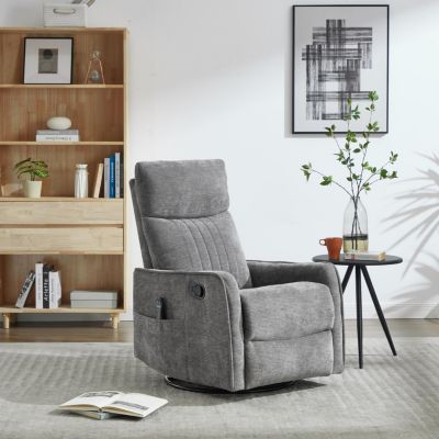 Термомассажное кресло Boyel Living с ручным управлением с откидывающейся спинкой и поворотным механизмом из ткани для гостиной