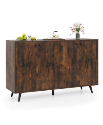 Буфет-сервант Середины века, современный 4-дверный шкаф для хранения вещей, 50-дюймовый акцентный шкаф