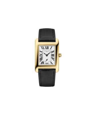 Женские часы Frederique Constant Carree на черном кожаном ремешке, 25,2 мм