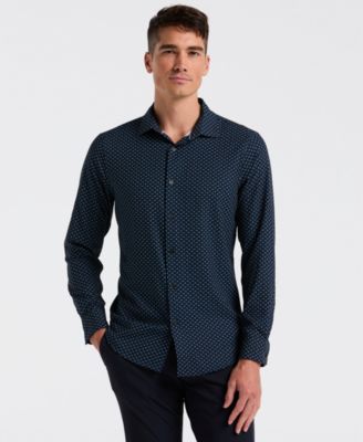 Мужская рубашка с геометрическим принтом Perry Ellis в сеточку