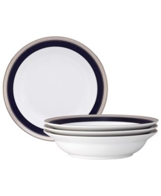 Набор тарелок Noritake Crestwood Cobalt Platinum с 4 ободками, 10 дюймов, 25 унций.