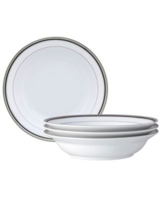 Набор обеденных мисок Noritake Austin Platinum с 4 ободками, 10 дюймов, 25 унций.