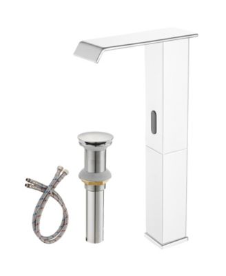 Смеситель для раковины Greenspring с автоматическим датчиком и бесконтактным управлением, полированный хромированный смеситель для ванной комнаты с одним отверстием и всплывающим сливом