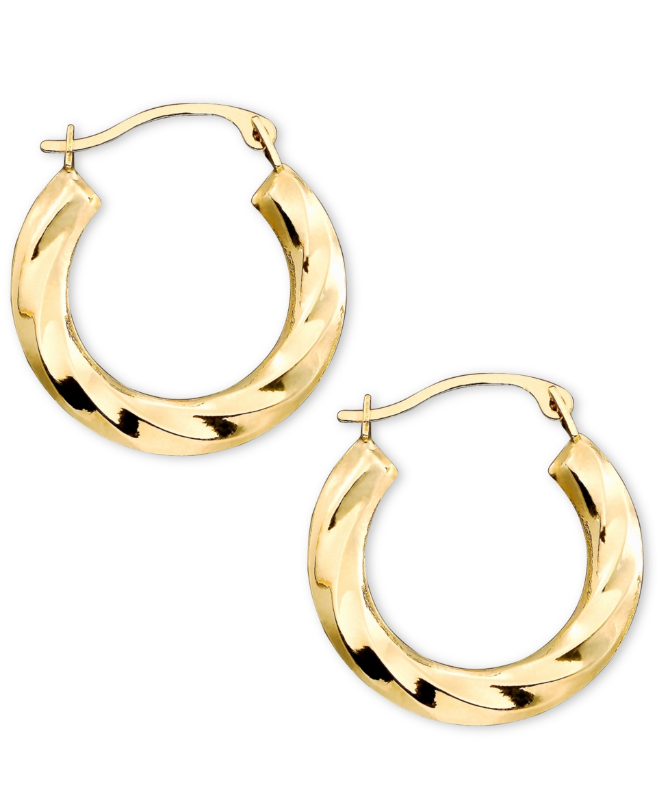 18k Gold Twist Hoop Earrings   Earrings   Jewelry & Watches