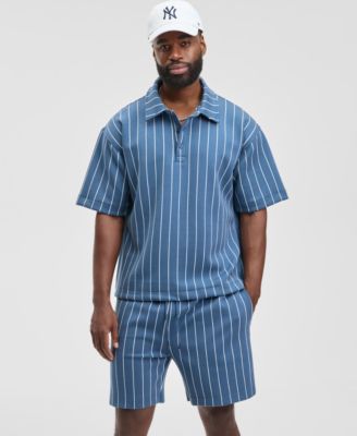 Мужская рубашка поло Mode of One в спортивную полоску свободного кроя с коротким рукавом, эксклюзивная модель Macy's