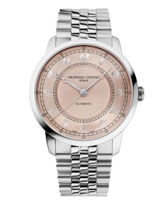 Классические мужские часы Frederique Constant с автоматическим серебристым браслетом, 38,5 мм, серебро