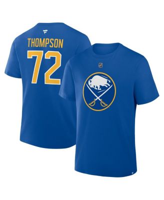 Мужская футболка Fanatics Tage Thompson Royal Buffalo Sabres с аутентичным названием и номером Stack