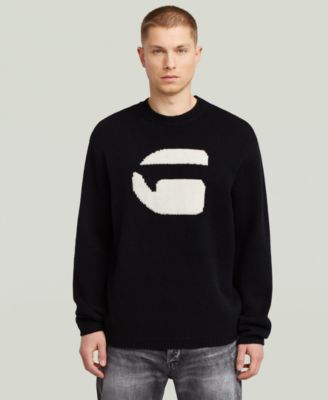 Мужской шерстяной свитер с логотипом G-Star Raw, черный