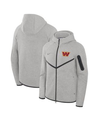 Мужская толстовка Nike Heather Grey Washington Commanders Tech Fleece Windrunner с капюшоном на молнии.