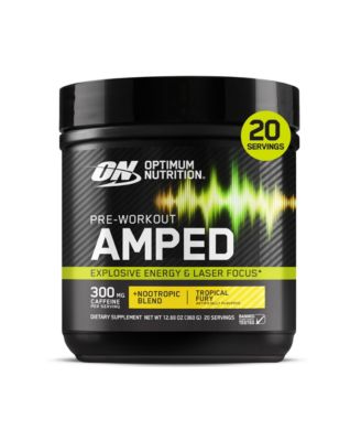 Optimum Nutrition, Порошкообразный напиток перед тренировкой, Tropical Fury, С высоким содержанием стимулятора, Без сахара, Кофеин, 20 порций белого