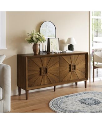 Мебель для загородного дома Streamdale в деревенском стиле Streamdale Farmhouse Credenza - Двери Sunburst, регулируемые полки (Античный коричневый