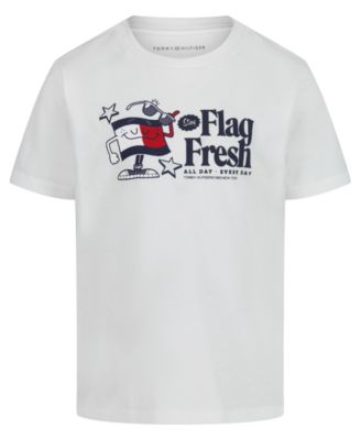 Футболка Tommy Hilfiger для мальчиков от 2 до 7 лет Flag Fresh с коротким рукавом белого цвета