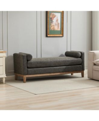 Мягкая скамья/кушетка Streamdale Furniture с деревянными ножками и валиками - Серый полиуретан