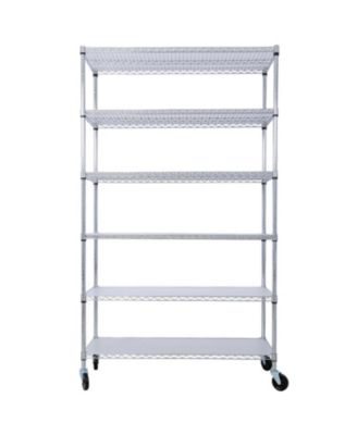Стеллаж Streamdale Furniture 6-ярусный NSF из металлической проволоки весом 6000 фунтов с колесиками и вкладышами из хрома