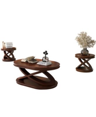 Ретро-набор журнальных столиков Streamdale Furniture - Овальные журнальные и круглые торцевые столики