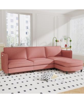 Streamdale Furniture 107.8" 3-местный Г-образный диван-кушетка с пуфиком и карманами