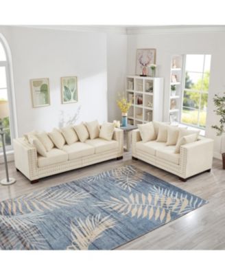 Современный бархатный диван Streamdale Furniture 2+3 местный, Серебристая отделка для ногтей, Абрикосовый