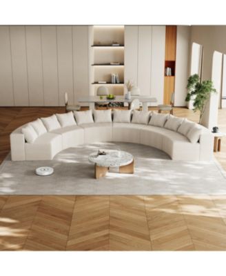 Вельветовый изогнутый секционный диван Streamdale Furniture с 12 подушками (6 модулей)