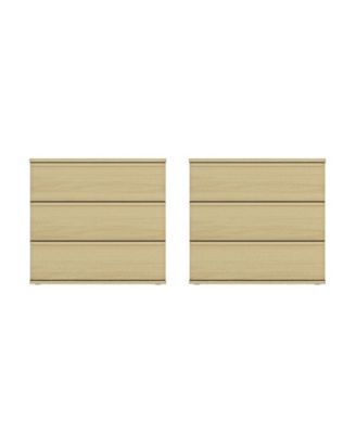 Деревянная прикроватная тумбочка Manhattan Comfort Molly с 3 выдвижными ящиками, комплект из 2