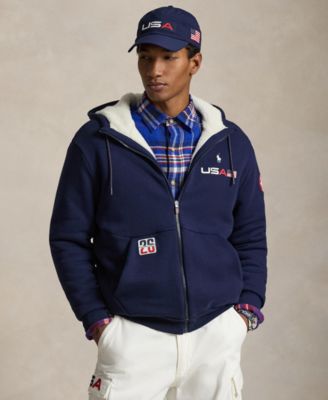 Мужская толстовка Polo Ralph Lauren Team USA с капюшоном из флиса на молнии синего цвета