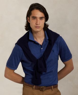 Мужская рубашка поло Polo Ralph Lauren в клетку Glen синего цвета