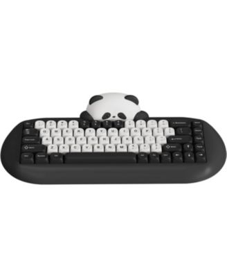 Новая беспроводная механическая игровая клавиатура C68 Panda, 68 клавиш, симпатичная клавиатура с PBT-колпачками, RGB-подсветкой, кремовая клавиатура с возможностью горячей замены, черный цвет BT5.0/2.4G
