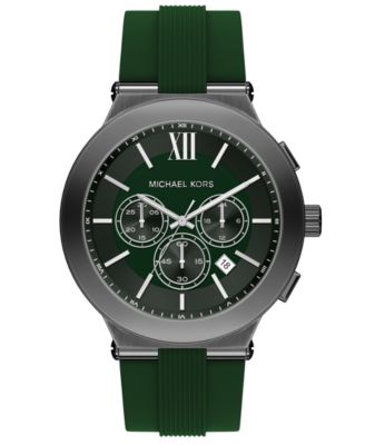 Мужские силиконовые часы Michael Kors Billie Chronograph Green, 46 мм, зеленые