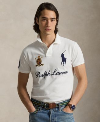 Мужская приталенная рубашка поло Polo Ralph Lauren белого цвета, сшитая на заказ