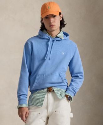 Мужская махровая толстовка Polo Ralph Lauren с длинным рукавом синего цвета