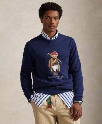 Мужская толстовка Polo Ralph Lauren с круглым вырезом Polo Bear синего цвета