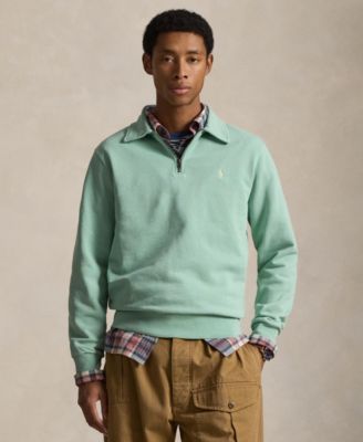Мужская толстовка Polo Ralph Lauren с петлевой застежкой на четверть молнии зеленого цвета