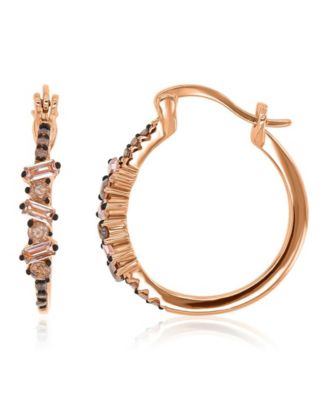 Серьги-кольца Macy's с морганитом (0,3 карата) и кофейным фианитом (0,504 карата) из розового золота 14 карат и стерлингового серебра