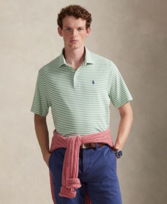 Мужская классическая рубашка поло в полоску Polo Ralph Lauren зеленого цвета