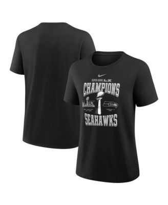 Женская черная футболка Nike из коллекции трофеев для раздевалок Seattle Seahawks Super Bowl LX Champions Trophy Collection черного цвета
