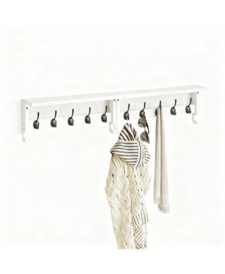 Настенная вешалка для одежды YIGII из массива сосны с крючками для прихожей, гостиной, ванной комнаты, спальни