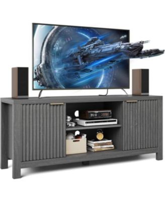 подставка под телевизор gaomon Maple Oak для телевизоров диагональю до 65 дюймов, Медиа-консоль емкостью 100 фунтов, Рифленый развлекательный центр с регулируемыми открытыми полками
