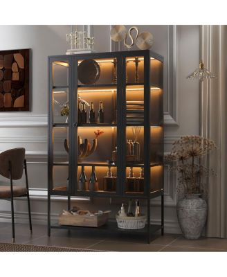Железная витрина Streamdale Furniture со стеклянной дверцей и светодиодной подсветкой