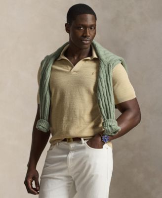 Мужская рубашка поло Polo Ralph Lauren от Big & Tall с коротким рукавом коричнево-бежевого цвета