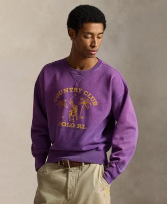 Мужская толстовка Polo Ralph Lauren в винтажном стиле с графическим принтом фиолетового цвета