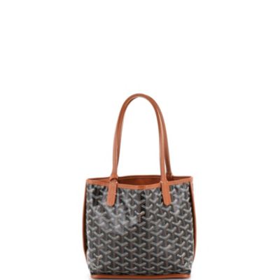 Бывшая в употреблении реверсивная сумка Goyard Mini Anjou из холста с коричневым покрытием