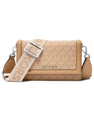 Маленькая сумочка Michael Kors Jet Set для телефона на лямках из нейлона через плечо коричнево-бежевого цвета