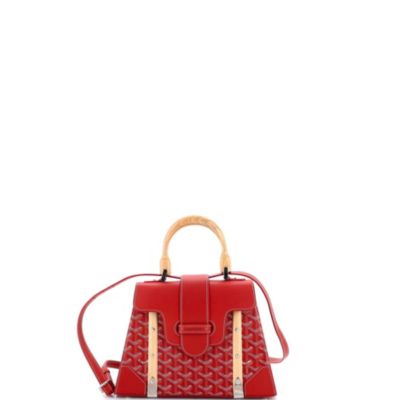 Бывшая в употреблении сумка Goyard PM Saigon с верхней ручкой, обтянутая красной холщовой кожей