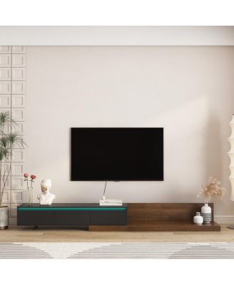 Современная подставка для телевизора Streamdale Furniture со светодиодной подсветкой и местом для хранения в гостиной черного цвета