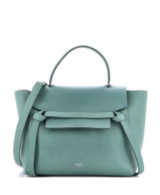 Бывшая в употреблении поясная сумка Celine Micro из текстурированной кожи зеленого цвета