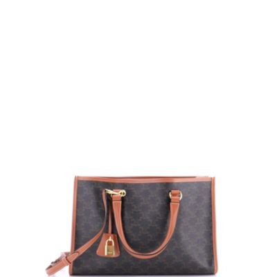 Бывшая в употреблении сумка Celine Mini Horizontal Cabas Tote Triomphe из холста с покрытием коричневого цвета